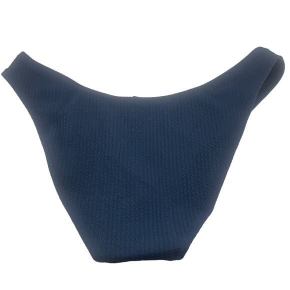 J Crew Textured Cheeky Bikini Bottom Dark Blue Curved Waist Size XL BC050 New - Picture 2 of 5